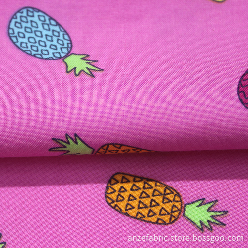60% Cotton 40% Rayon Poplin Pineapple printed fabric